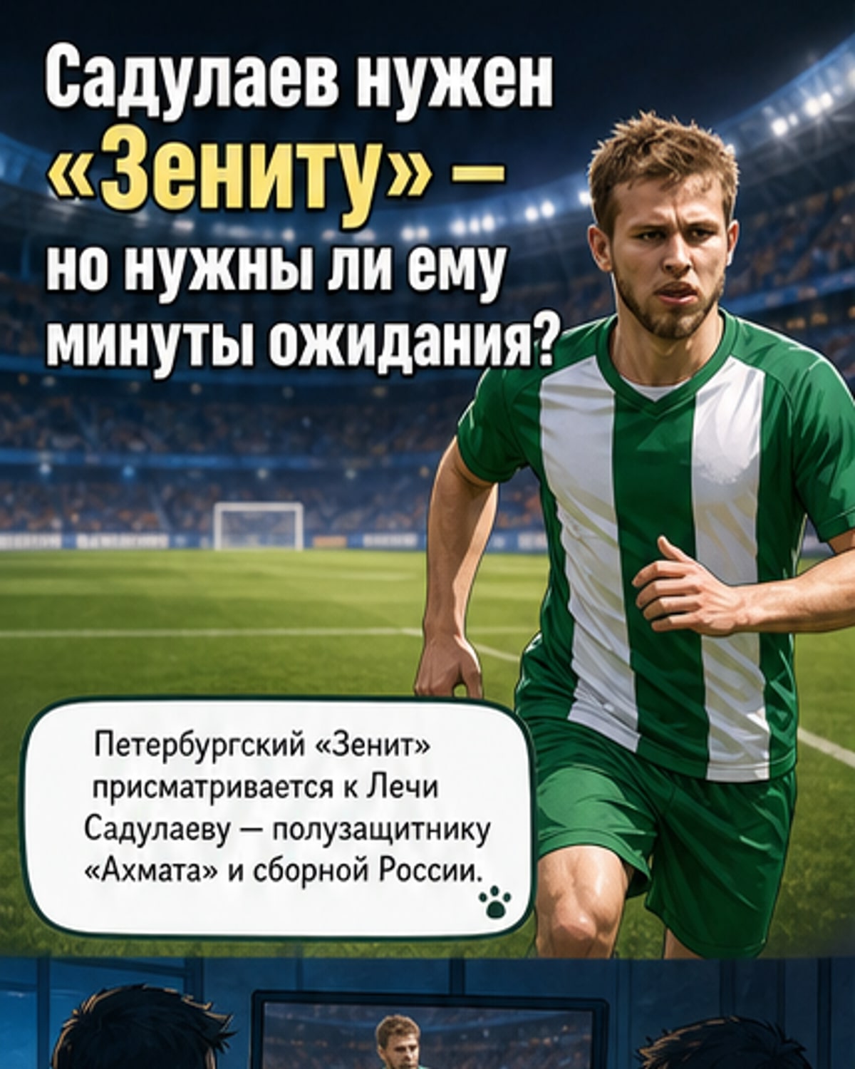 Футболист Лечи Садулаев в форме «Ахмата» на фоне интереса «Зенита» к его трансферу