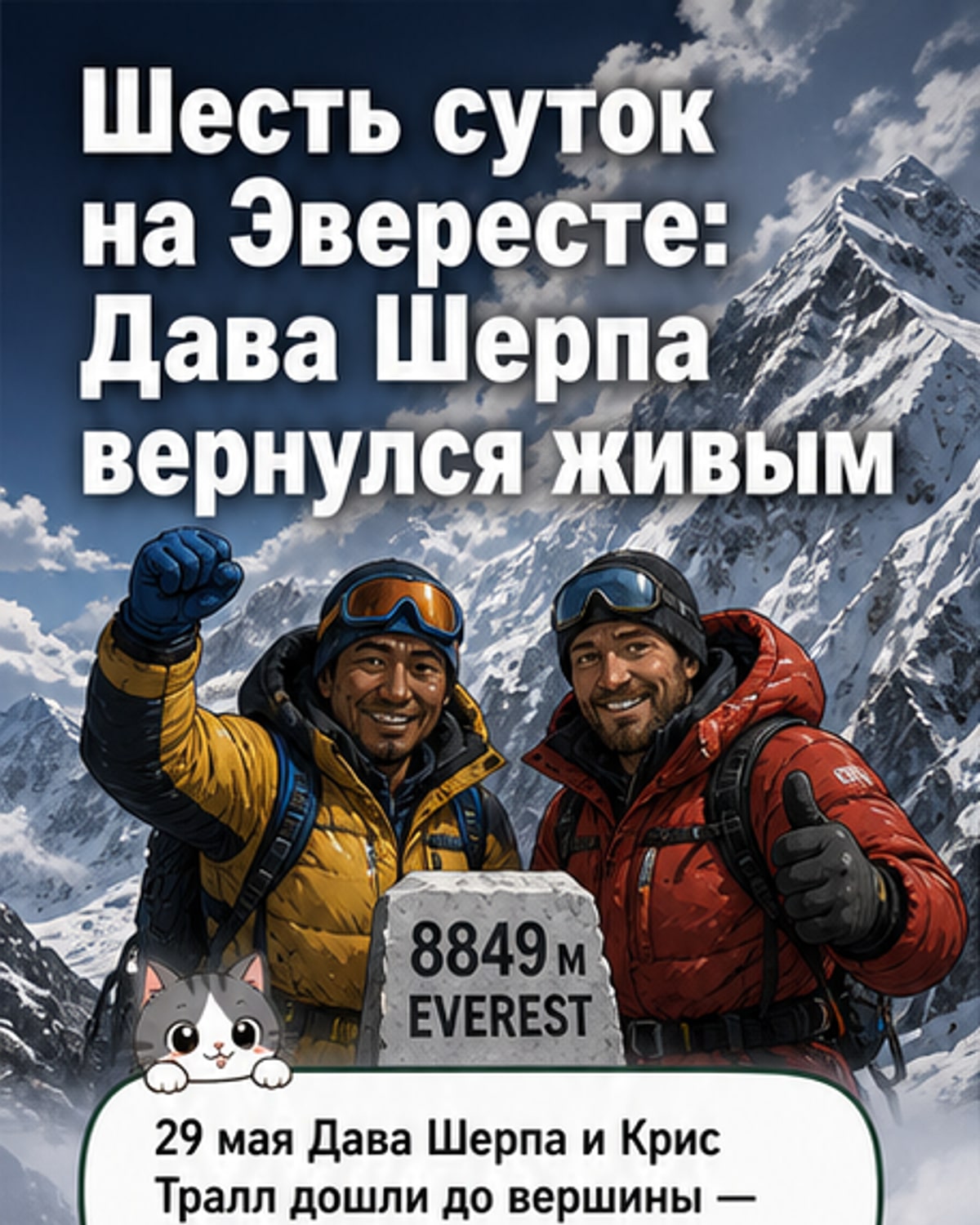 Шерпа выжил после 6 дней в горах