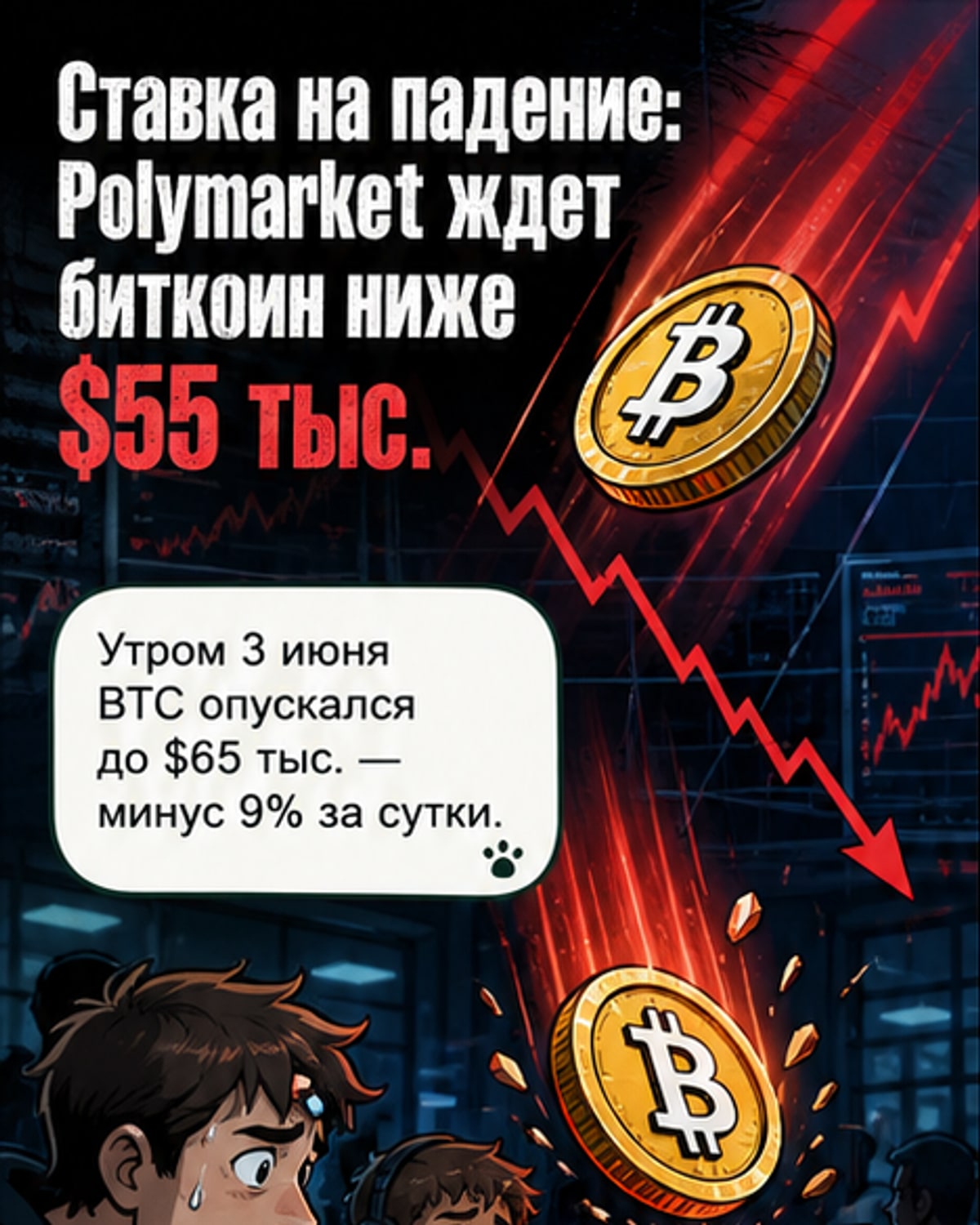 Ставки на падение биткоина резко растут