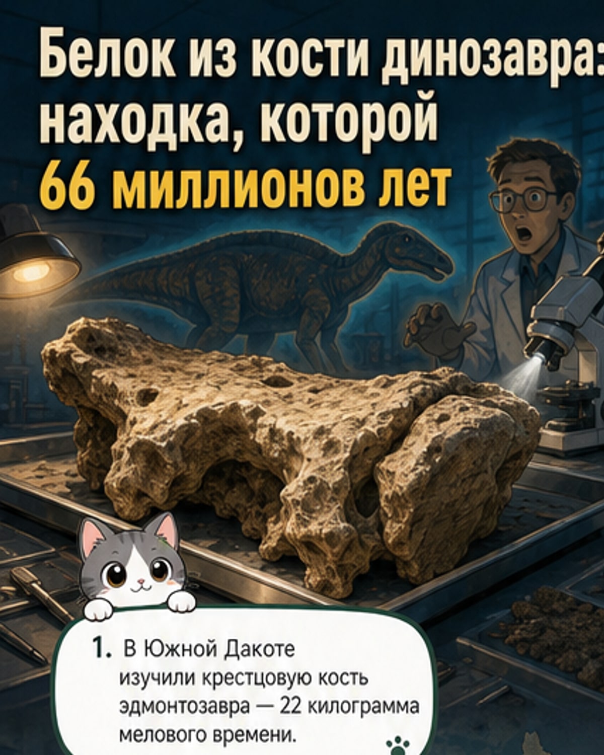 В кости динозавра — белок возрастом 66 млн лет
