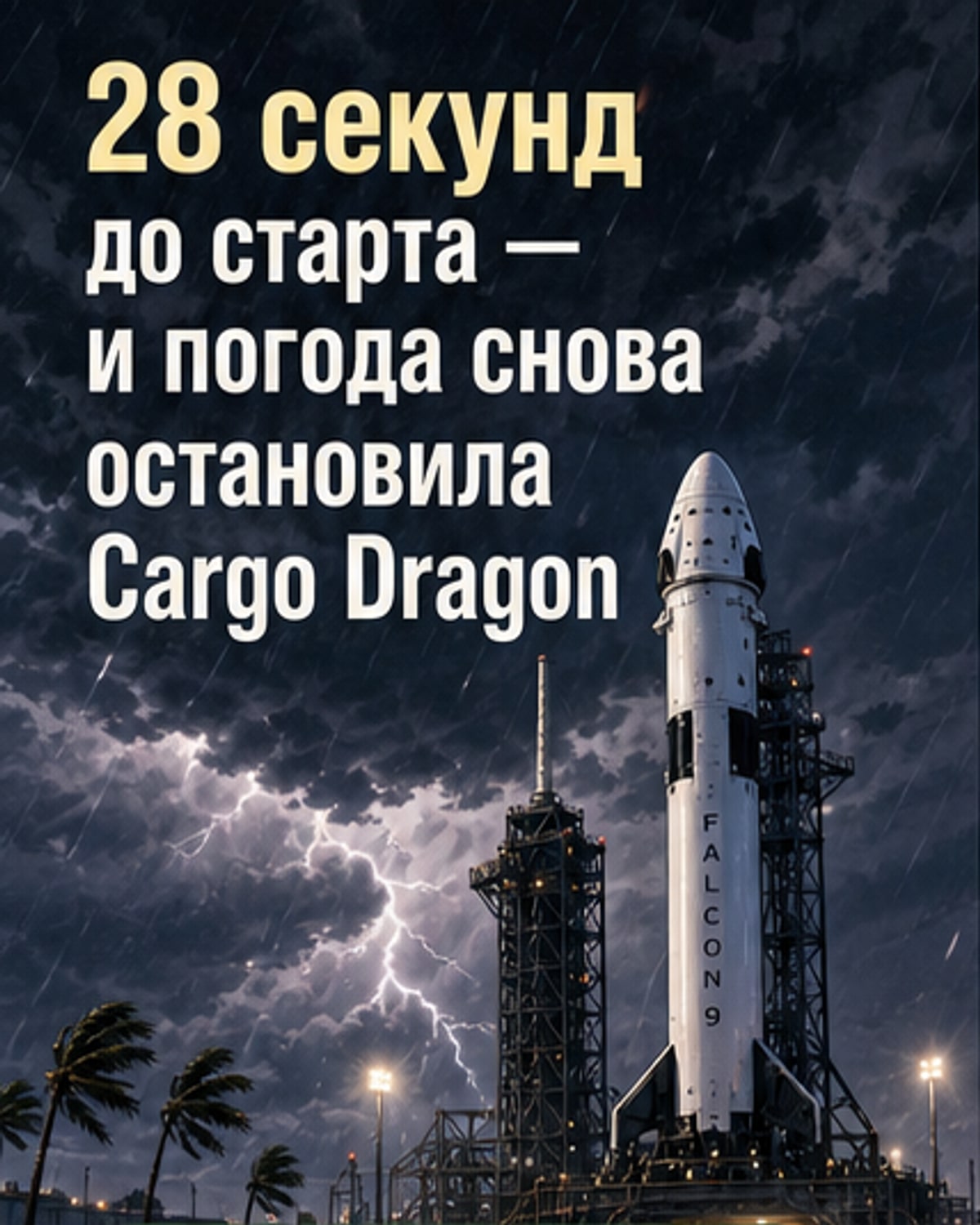 Запуск SpaceX снова сорвался из-за погоды