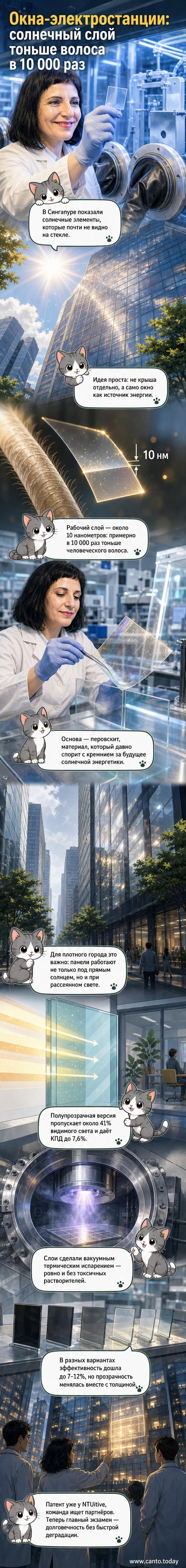Иллюстрация: прозрачное окно с едва заметным солнечным элементом, вырабатывающим энергию под солнечным светом