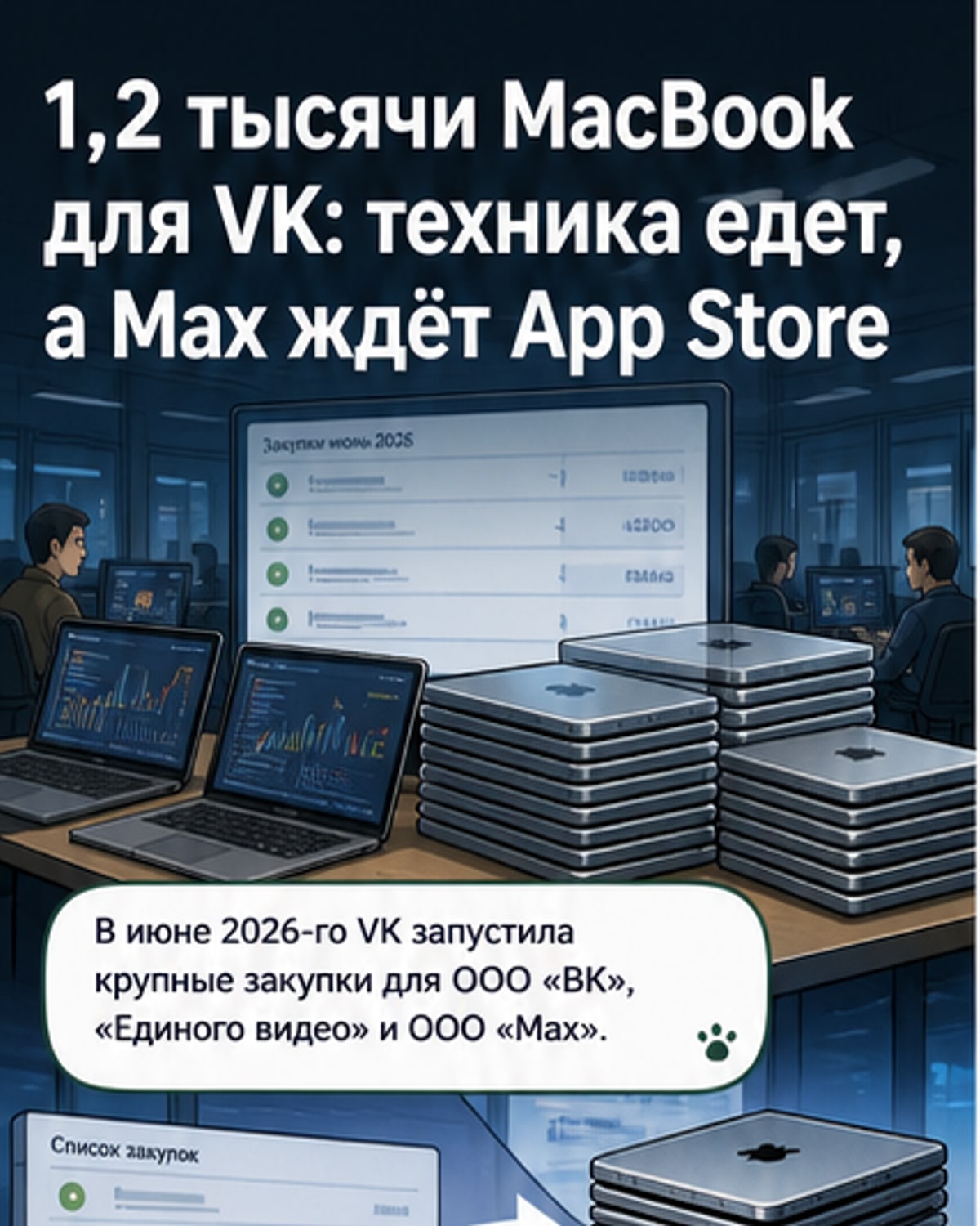 VK закупает 1,2 тыс. MacBook для разработки сервисов