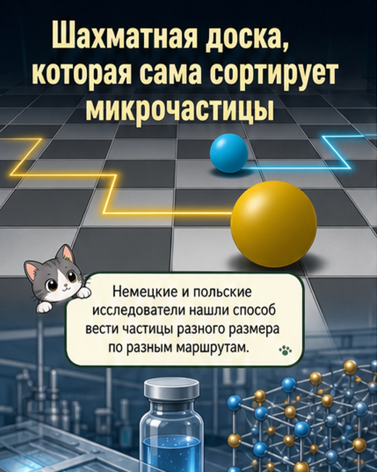 Магнитная доска сортирует частицы по размеру