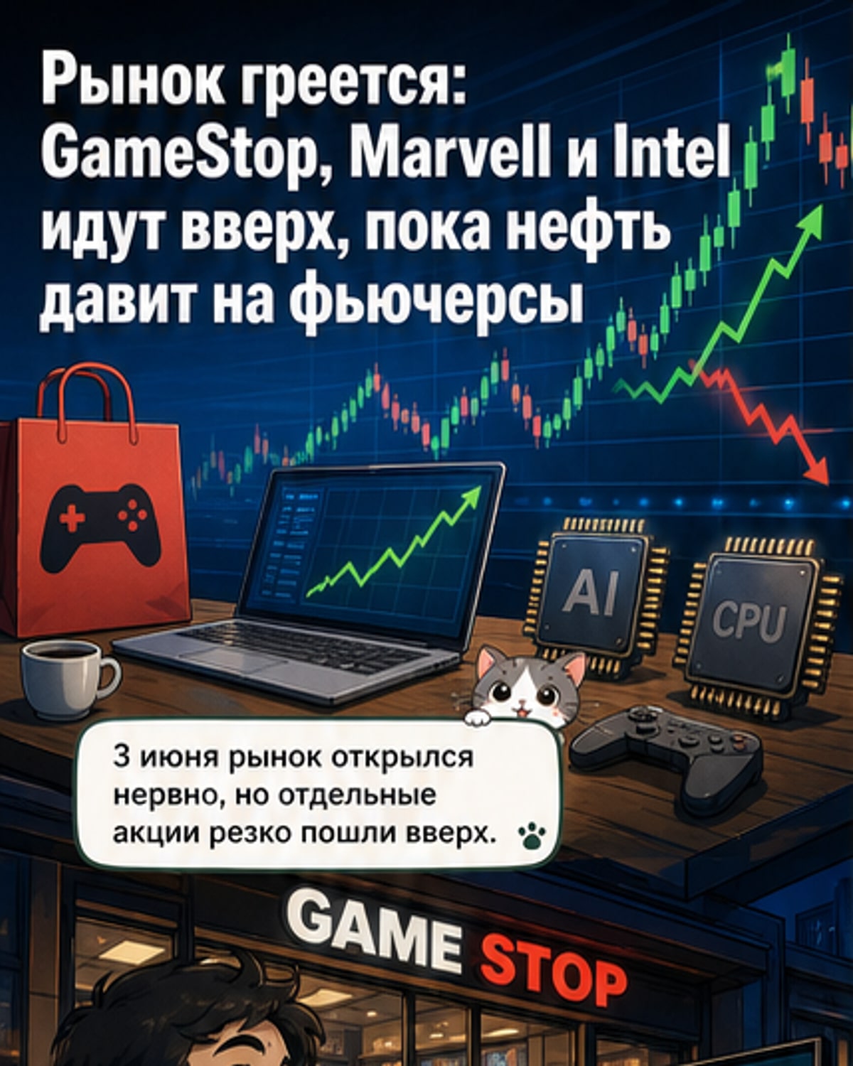 Акции GameStop, Marvell и Intel выросли