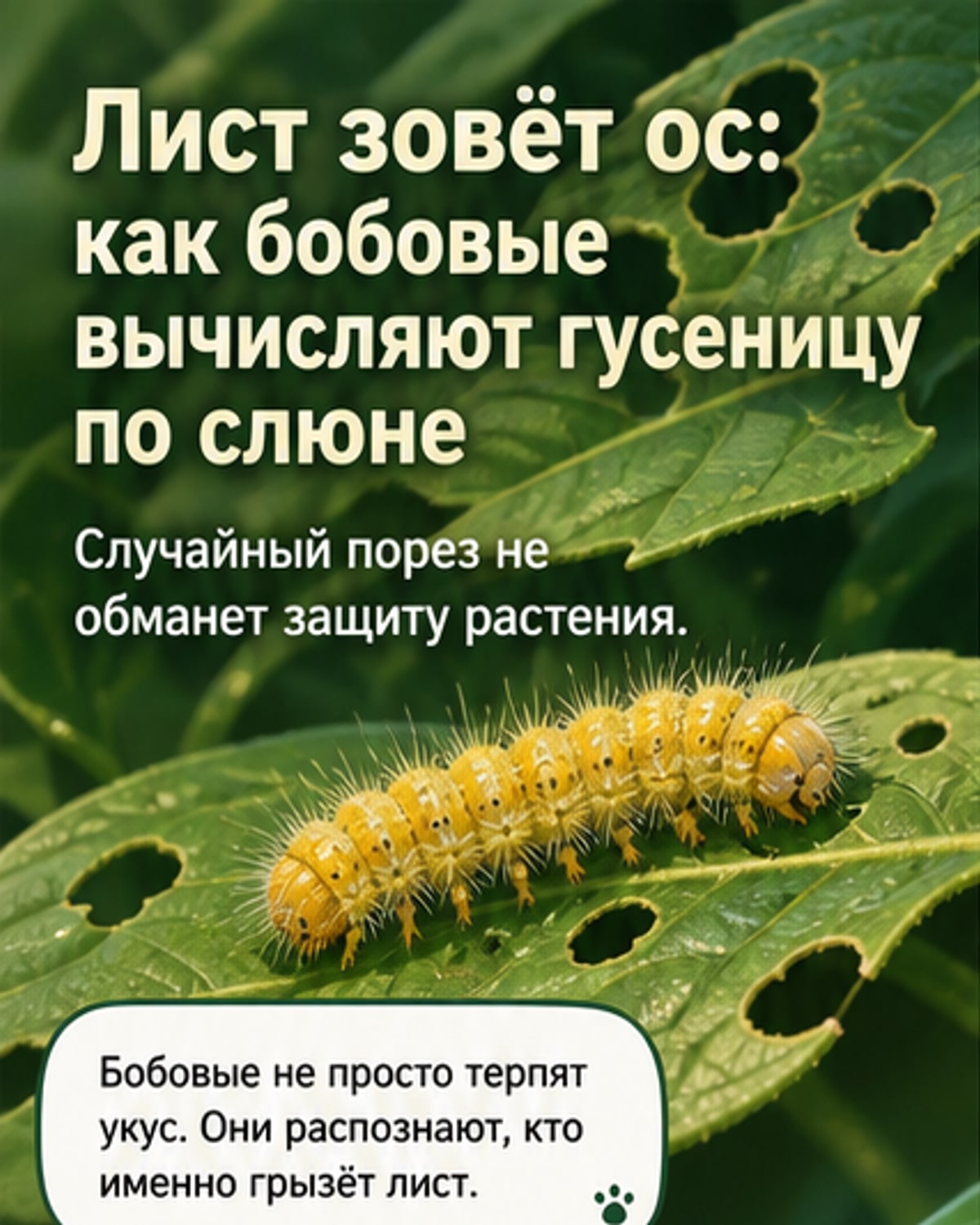 Бобовые зовут ос против гусениц