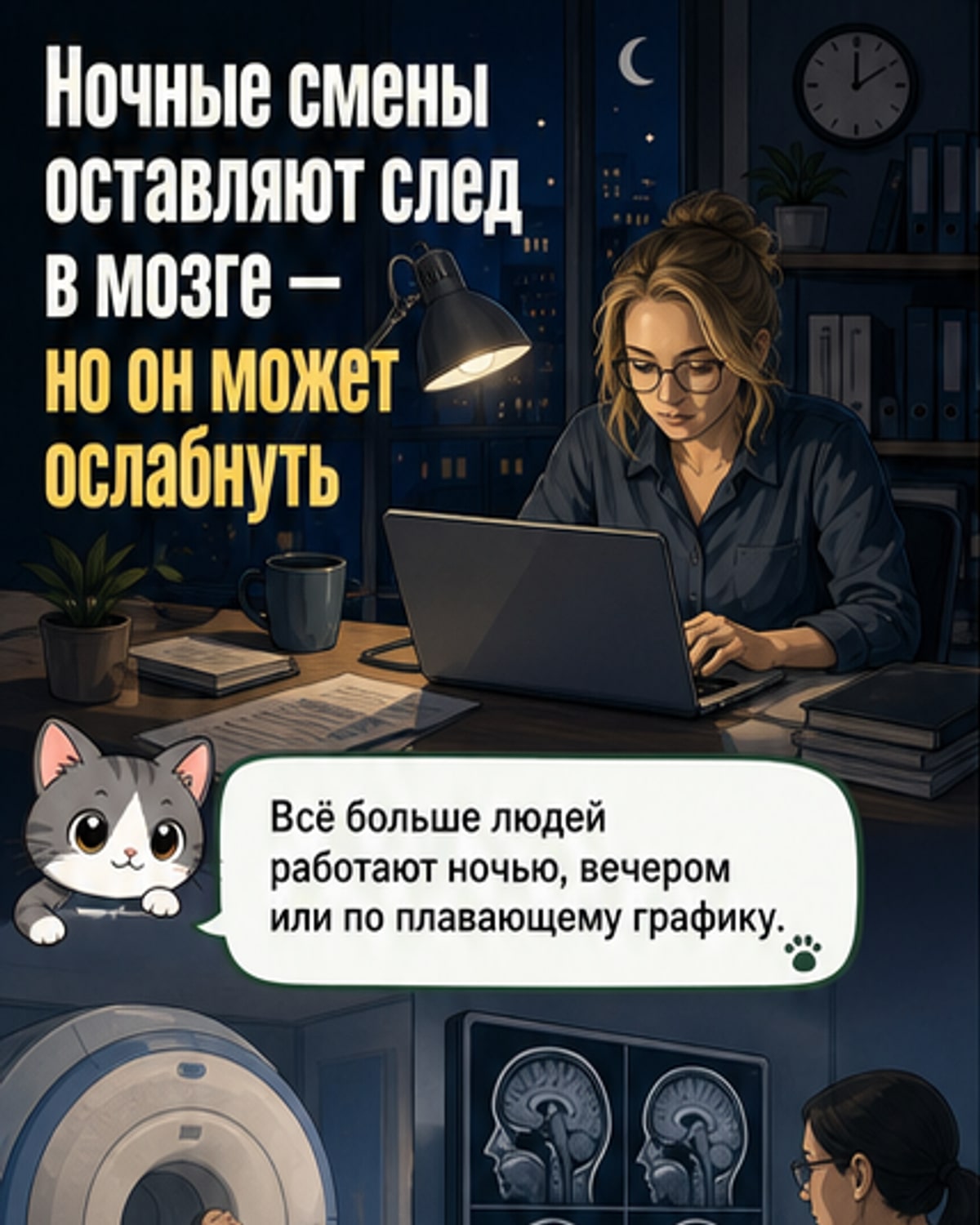 Работа в ночную смену меняет мозг
