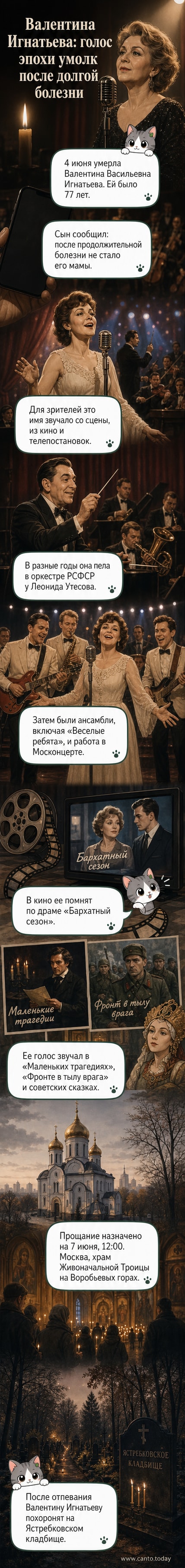 Чёрно-белый силуэт певицы Валентины Игнатьевой на фоне старого микрофона и нот, символизирующий её вклад в советскую эстраду.
