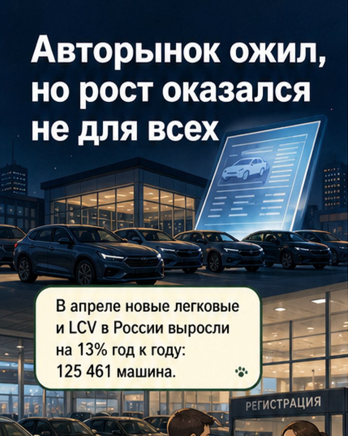 Авторынок РФ вырос на 13% в апреле
