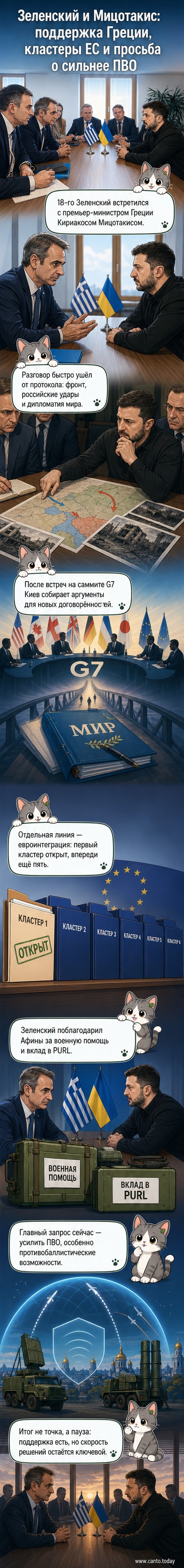 Официальная фотография встречи Владимира Зеленского и премьер-министра Греции Кириакоса Мицотакиса в Брюсселе, на фоне флагов Украины и ЕС