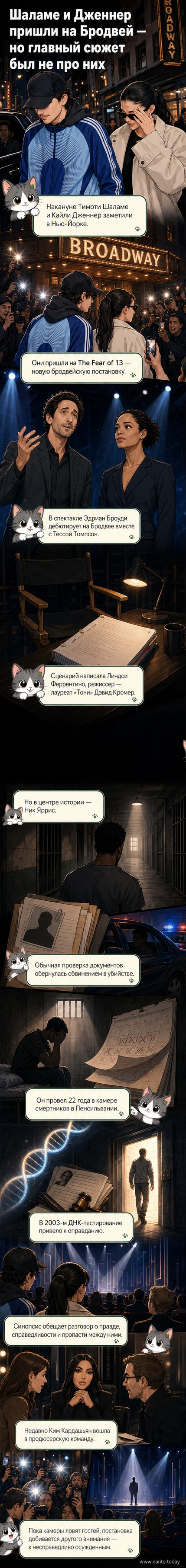 Тимоти Шаламе и Кайли Дженнер на красной дорожке перед бродвейским театром, где проходит постановка «Страх перед 13», продюсируемая Ким Кардашьян