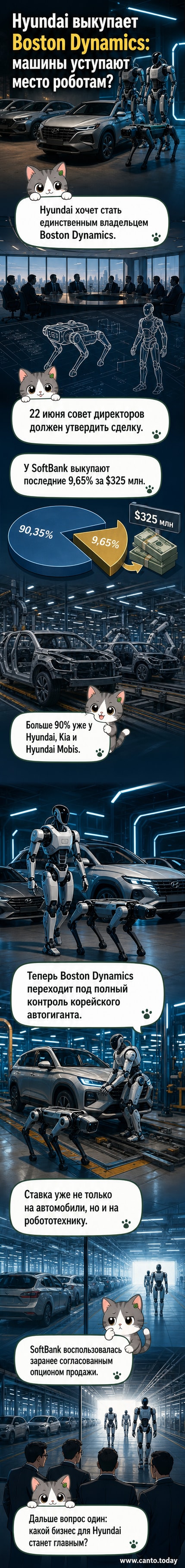 Робот Boston Dynamics Atlas стоит перед логотипом Hyundai, символизируя переход компании под полный контроль корейского концерна