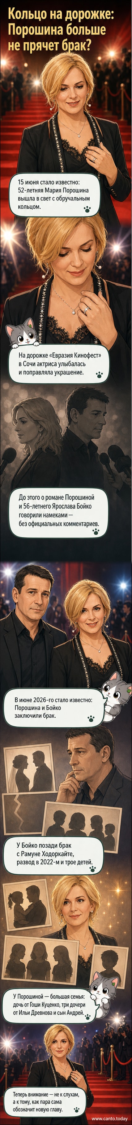 Мария Порошина на красной дорожке в Сочи, улыбается, держит руку с обручальным кольцом у лица