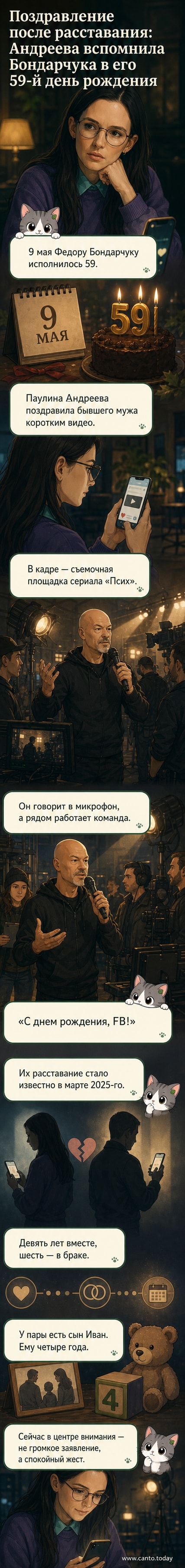 Кадр с съёмочной площадки сериала «Псих»: Фёдор Бондарчук в кресле режиссёра, рядом — оборудование и команда. Текст: «С днём рождения, FB!»