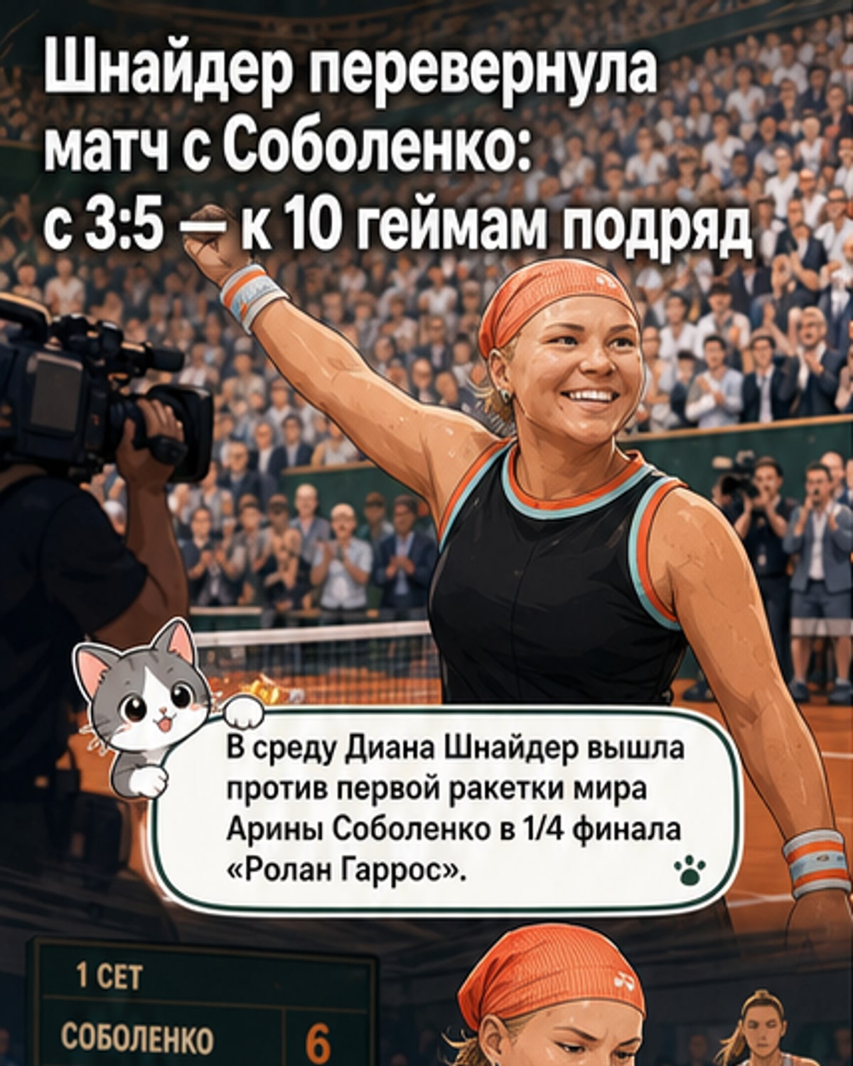 Шнайдер победила Соболенко на «Ролан Гаррос»