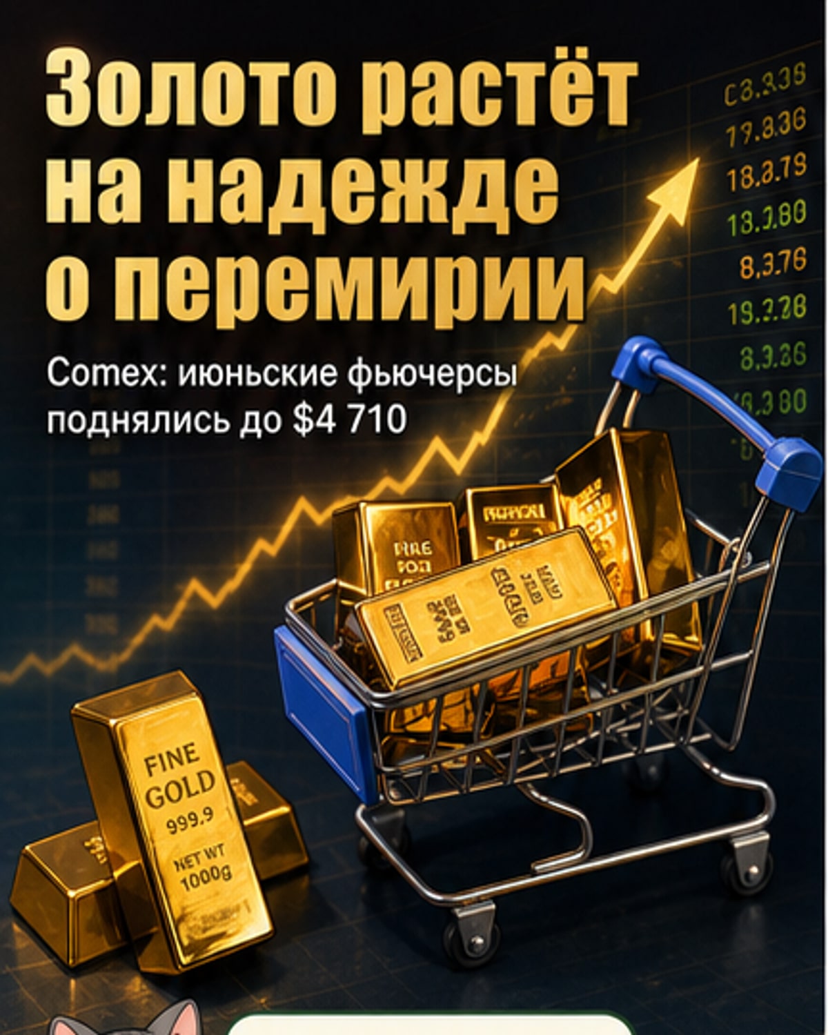 Золото растёт на надеждах на перемирие