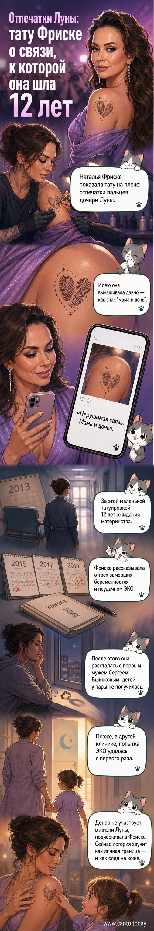Изображение: женщина с тату на плече в виде отпечатков пальцев, рядом — фото с ребёнком
