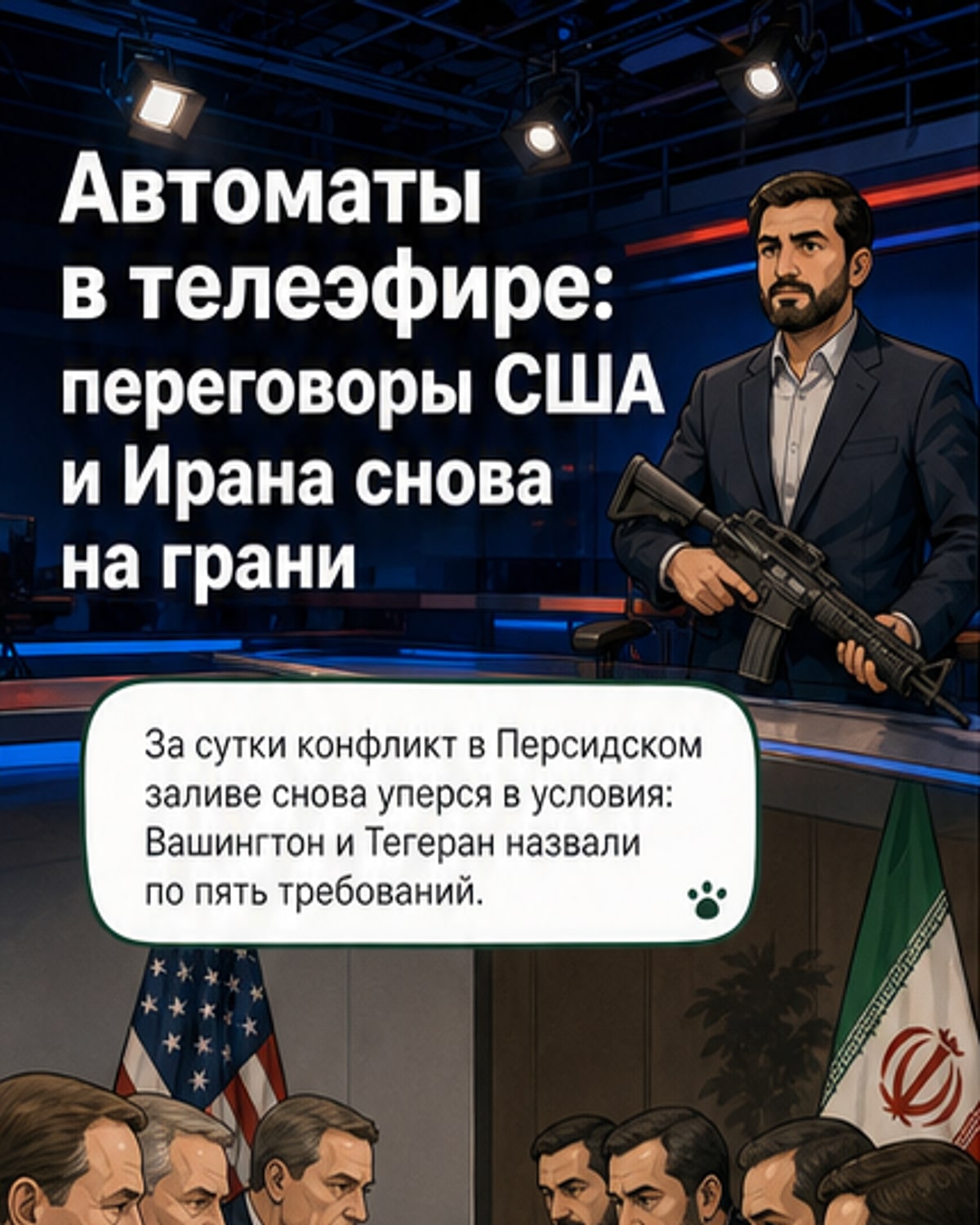 Ведущие иранского ТВ с автоматами