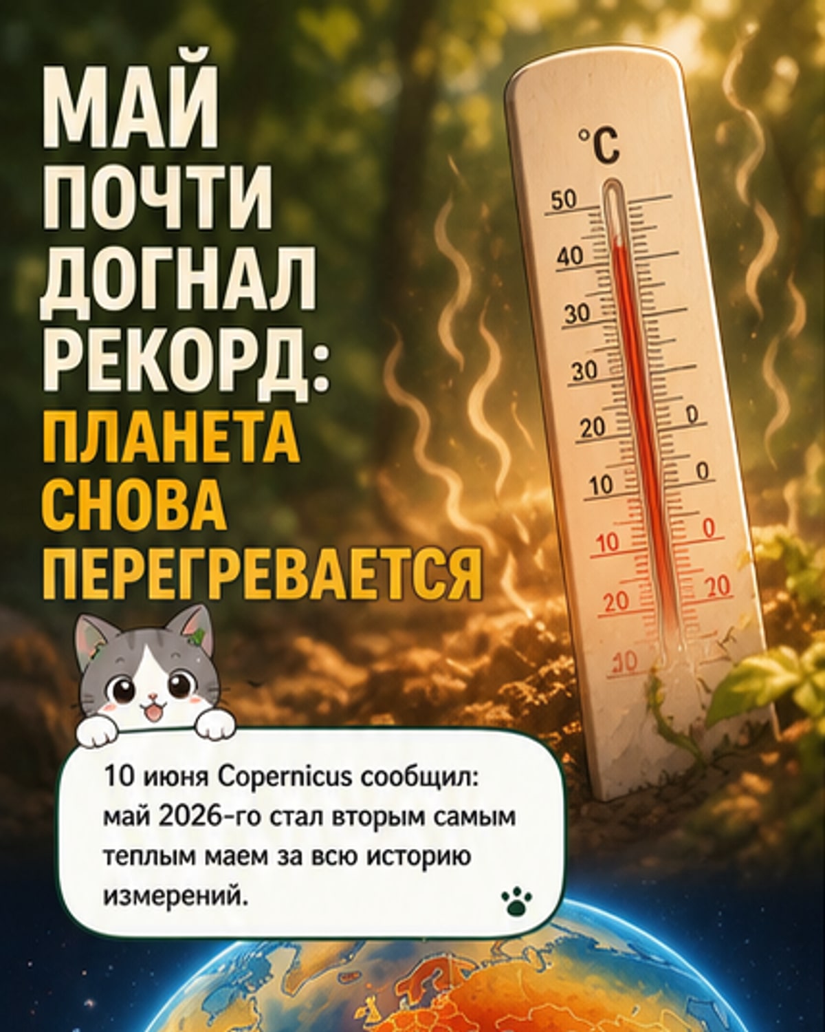 Май 2026 — второй самый тёплый за всю историю
