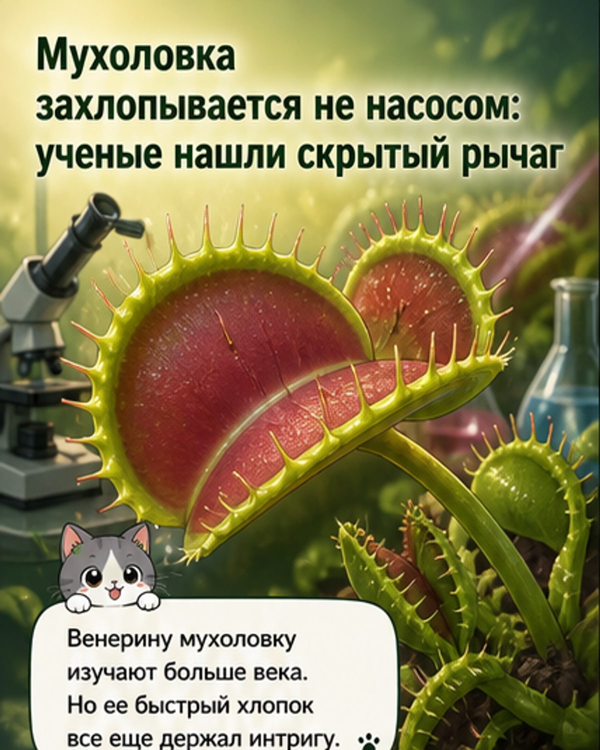 Венерина мухоловка: как она захлопывается