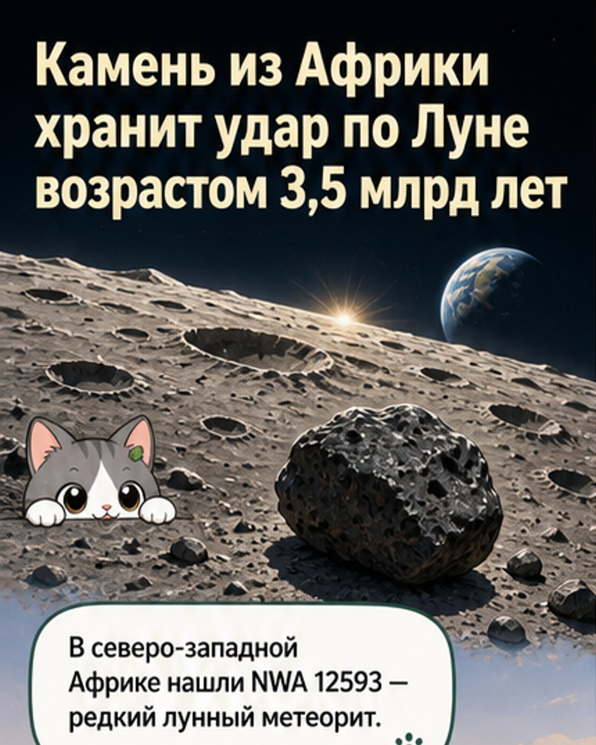 Метеорит из Африки раскрыл удар по Луне