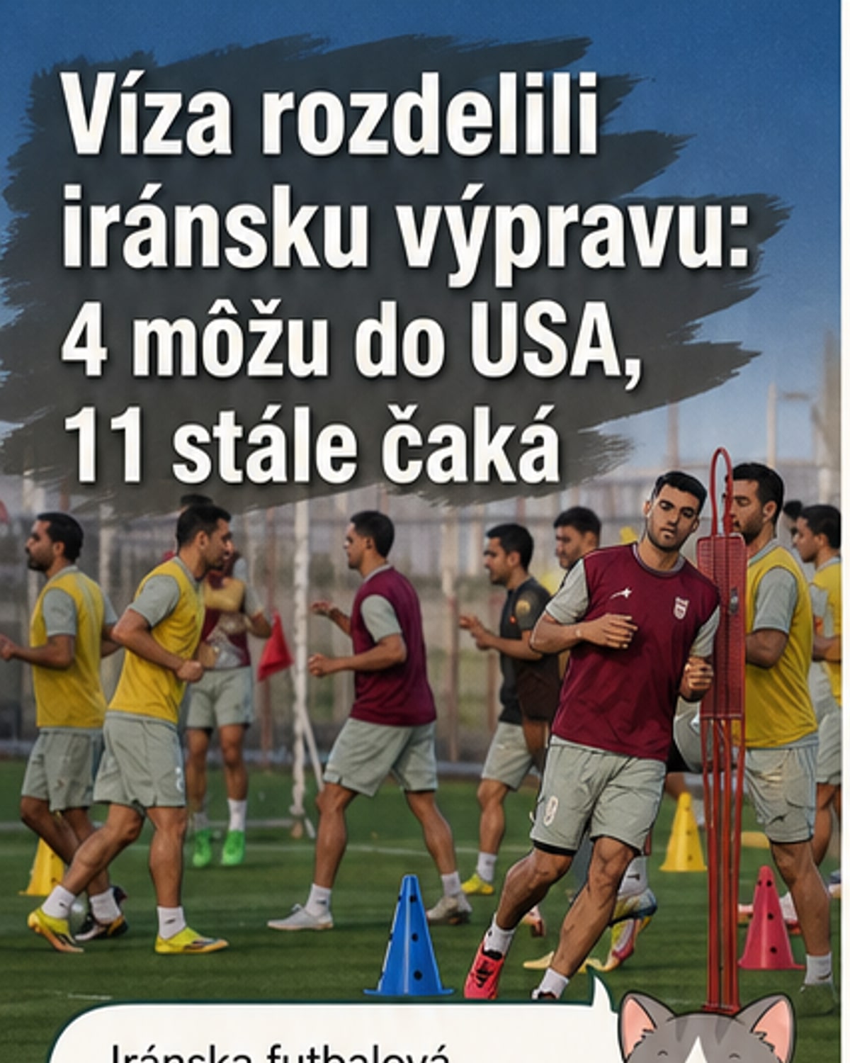 Ilustrácia: Futbalový dres s iránskou vlajkou a značkou 'zakázaný vstup' na hranici USA.