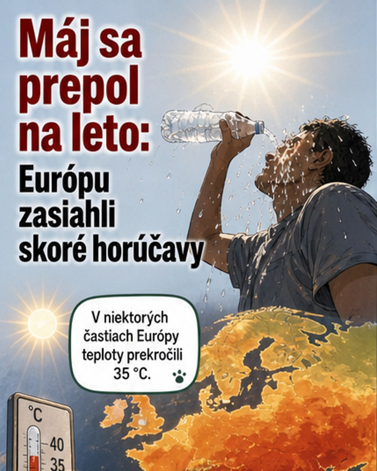 Horúčavy v máji: Európa sa otepľuje dvakrát rýchlejšie