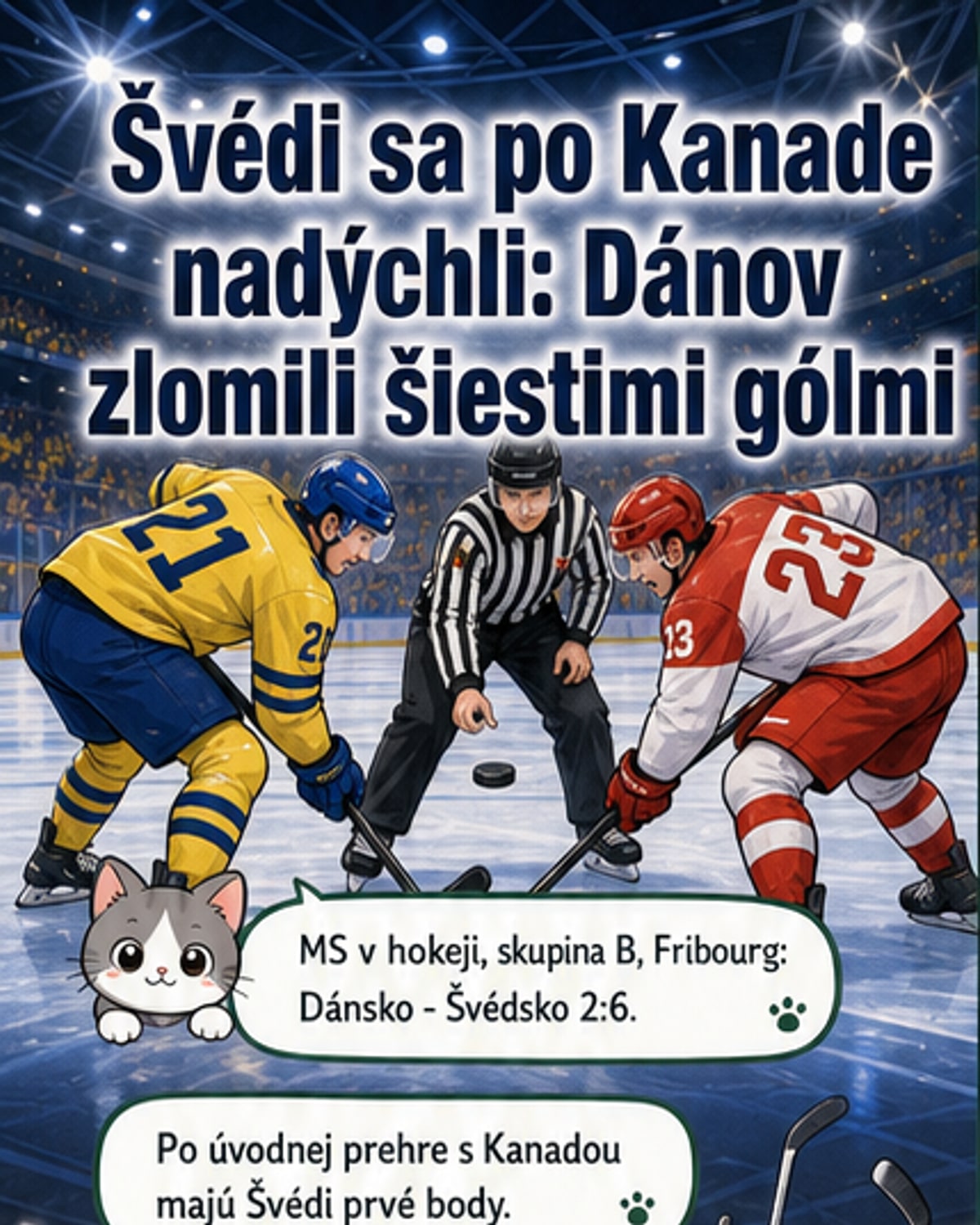 Švédsko zdolalo Dánov 6:2