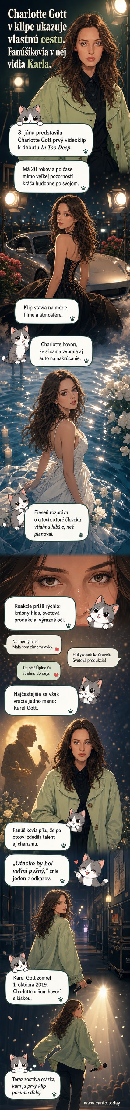 Charlotte Gott v čiernom korzete opretá o strieborné Porsche, pozadie kvety, pozdĺžné zábery z klipu In Too Deep