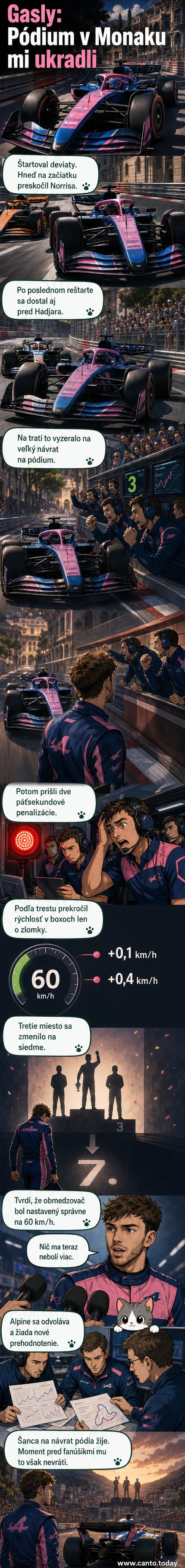 Pierre Gasly stojí rozrušene pri aute po pretekoch vo F1 v Monaku, má na sebe oranžový oblek tímu Alpine.