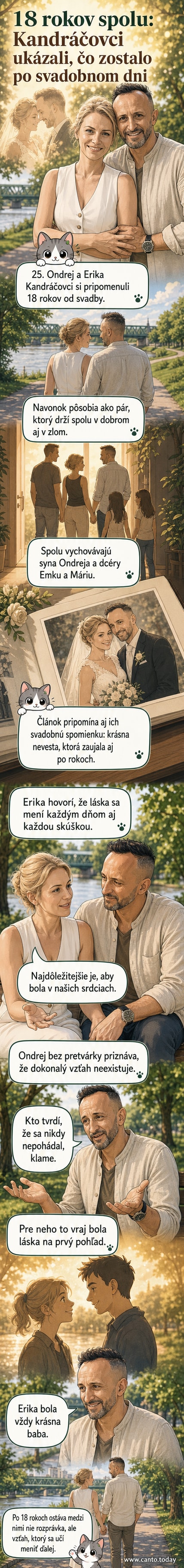 Ondrej a Erika Kandráčovci na večernom podujatí, držia sa za ruky, usmievajú sa – symbol pevného manželstva po 18 rokoch.