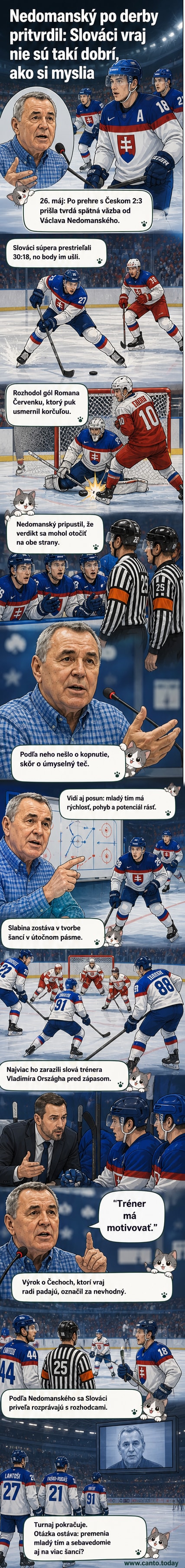 Hokejový zápas medzi Slovenskom a Českom na MS, hráči v akcii, na pozadí fanúšikovia.