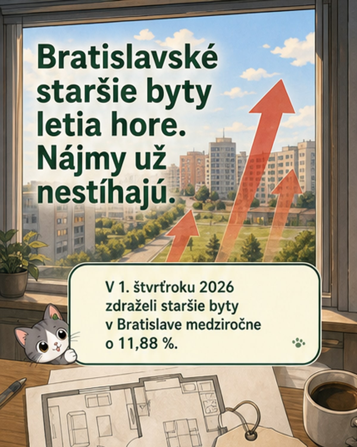 Staršie byty v Bratislave zdraželi o 12 %