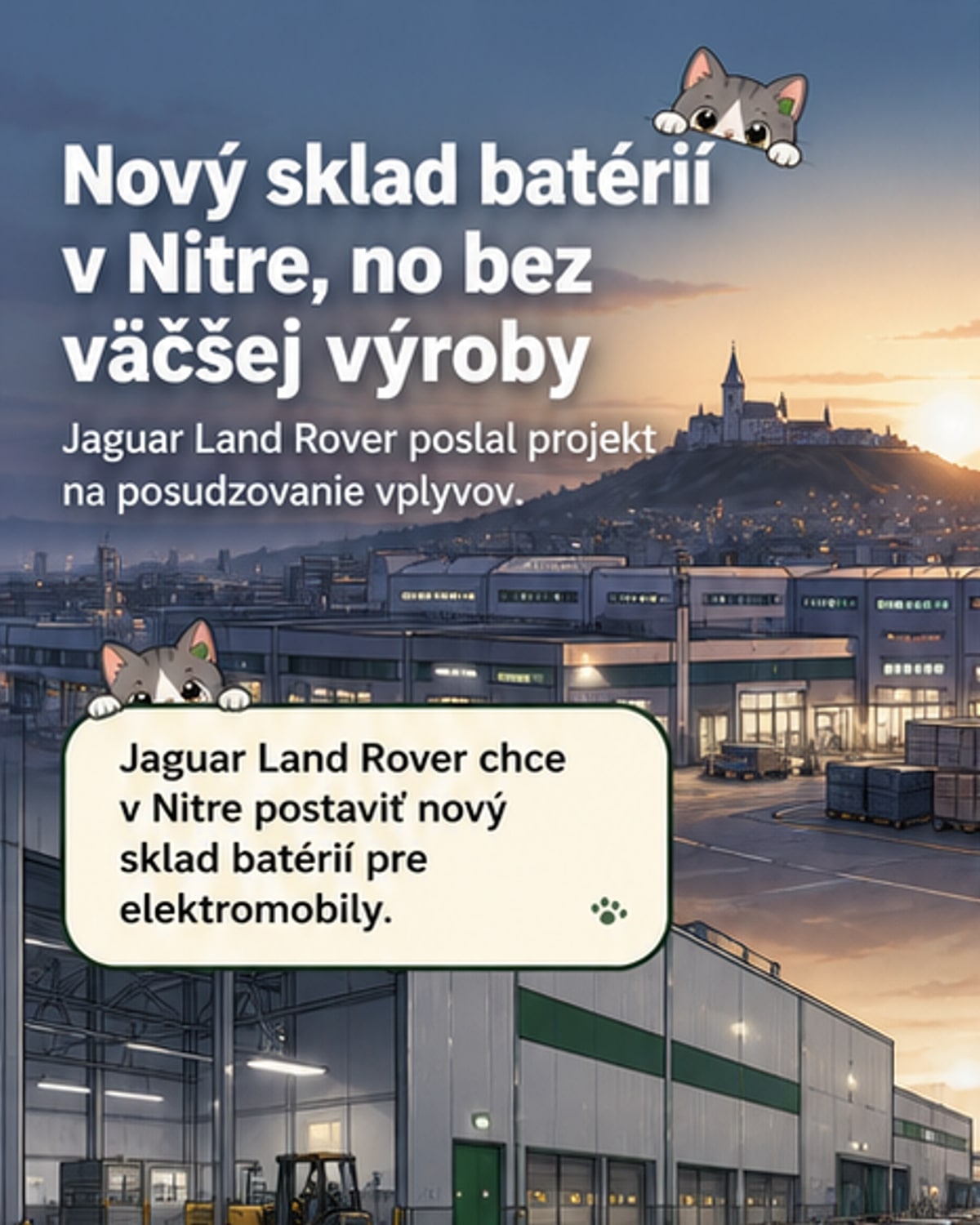 Jaguar Land Rover staví sklad batérií v Nitre