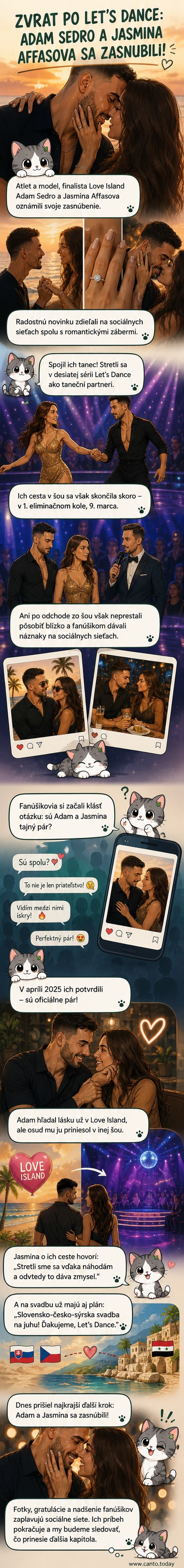 Zasnúbená dvojica Adam Šedro a Jasmina Affašová sa objíma na záhrade, držia zasnúbenecké prsteňe a usmievajú sa do fotoaparátu.