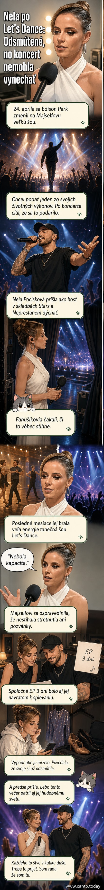 Nela Pocisková spieva na pódiu spolu s Majselfom, publikum ich nadšene privítalo.