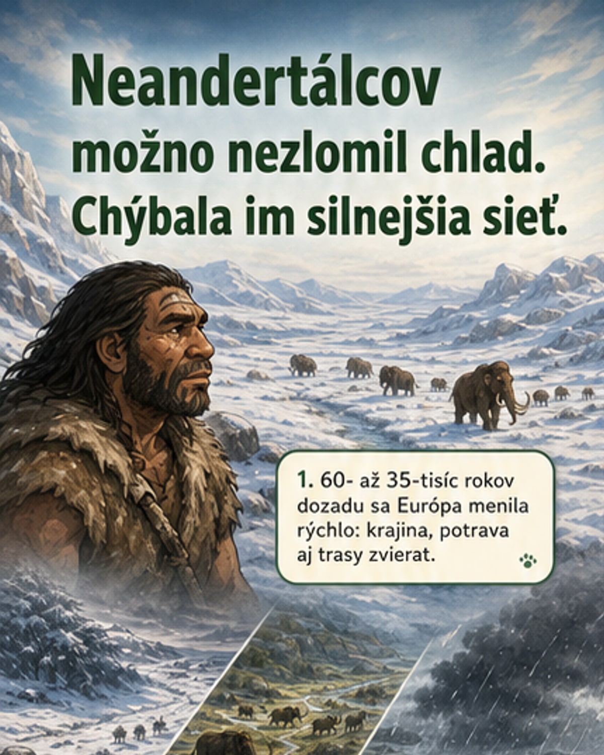 Neandertálcov nezabil chlad, ale slabá sieť