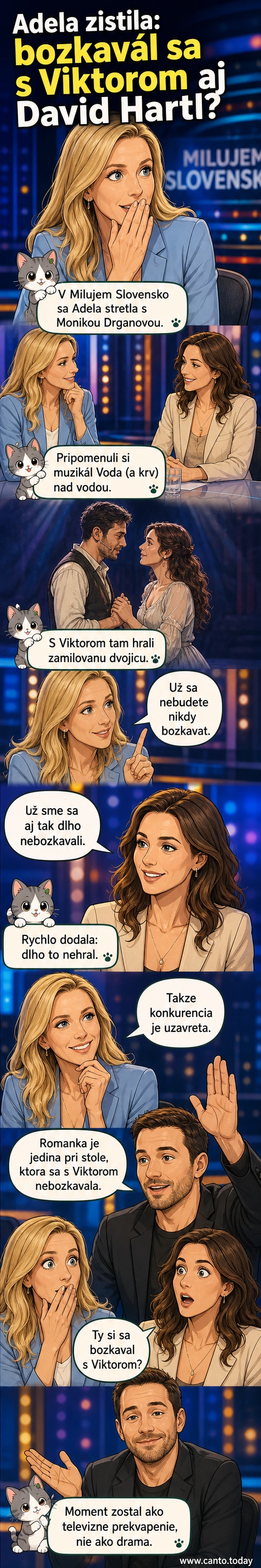 Adela Vinczeová a Monika Drgáňová počas rozhovoru v relácii Milujem Slovensko, na pozadí Viktor Vincze.