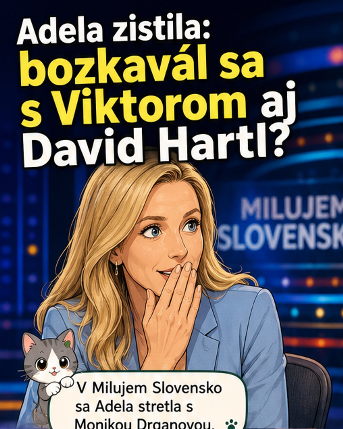Adela Vinczeová a Monika Drgáňová počas rozhovoru v relácii Milujem Slovensko, na pozadí Viktor Vincze.