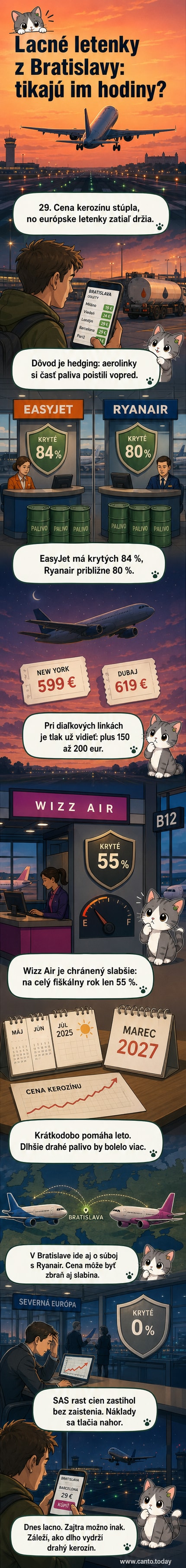 Ilustrácia: Letisková plocha s lietadlom Wizz Air, na pozadí rastúca grafika cien kerozínu.