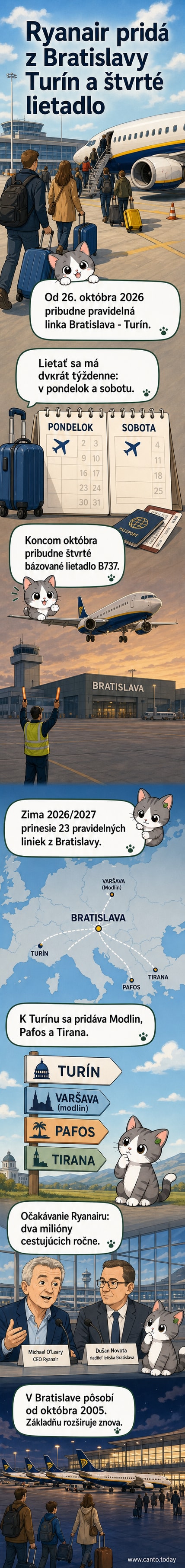 Ilustrácia: Ryanairové lietadlo na pozadí bratislavského letiska s novou linkou do Turína