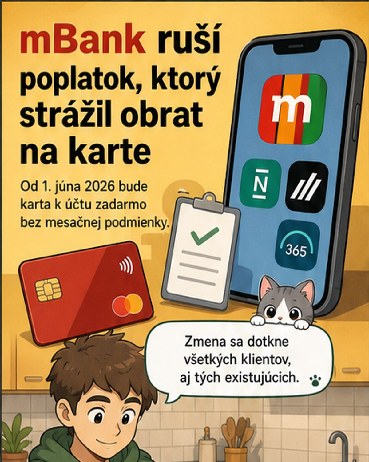 mBank zruší poplatok za debetnú kartu