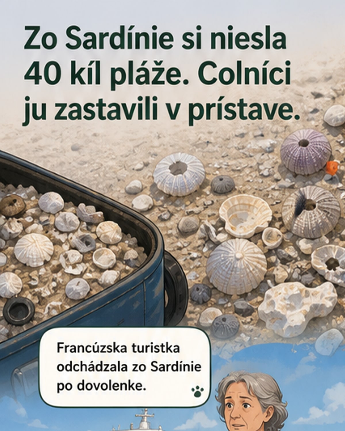 Francúzska turistka chcela vyviesť 40 kg piesku