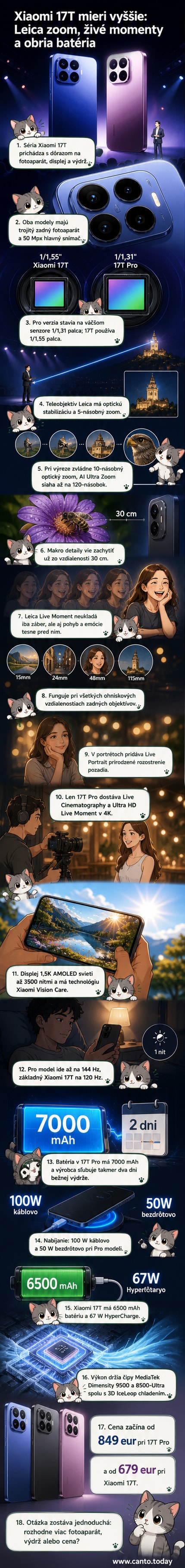 Xiaomi 17T a 17T Pro vedľa seba, zadný dizajn s trojobjektímovou kamerou Leica, na pozadí mierne rozmazaný koncertný záber