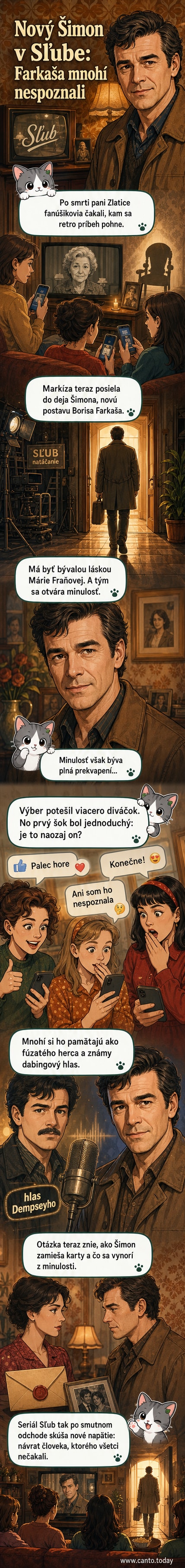 Herec Boris Farkaš v novej úlohe v seriáli Sľub, s krátkymi vlasy a bez fúzov, v kontraste s jeho tradičným vzhľadom.