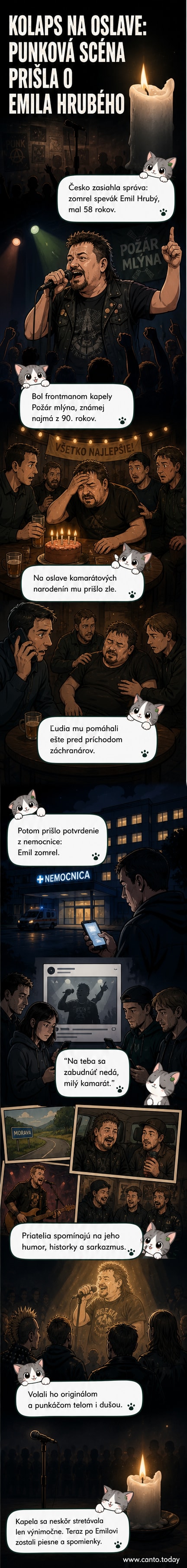 Čiernobiely portrét speváka Emila Hrubého s mikrofónom, na pozadí živelný koncert z 90. rokov.