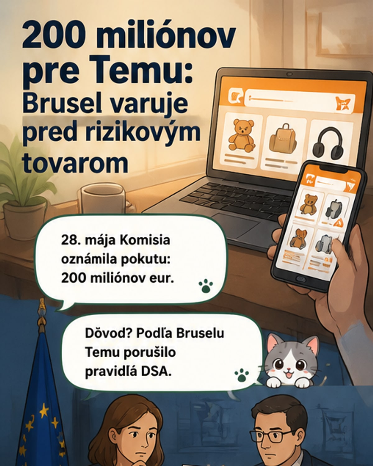 EÚ uložila Temu pokutu 200 miliónov