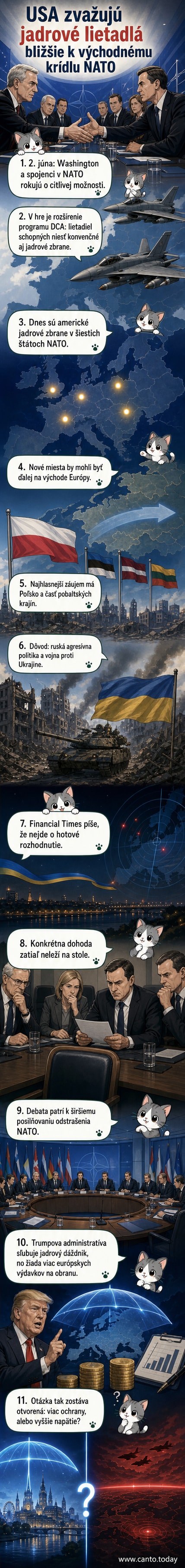 Ilustrácia amerického stíhacieho lietadla s jadrovou zbraňou na pozadí mapy Európy a loga NATO.