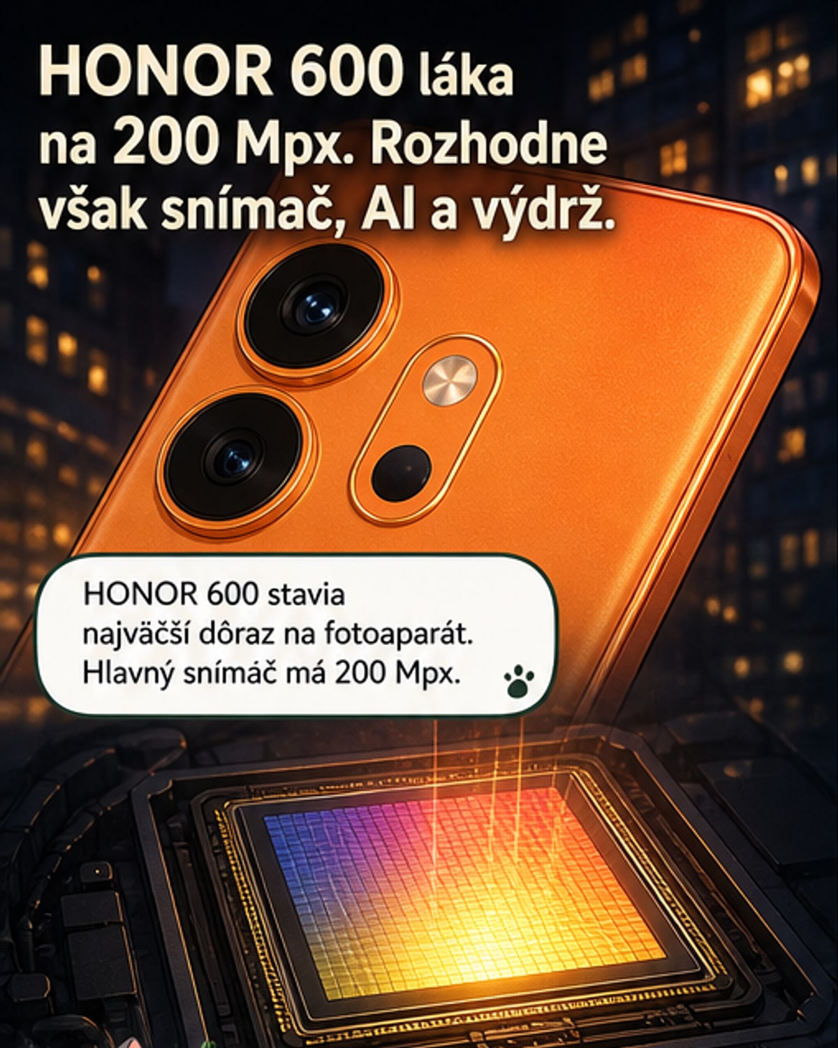 Honor 600 s 200Mpx fotoaparátom a batériou na viac dní