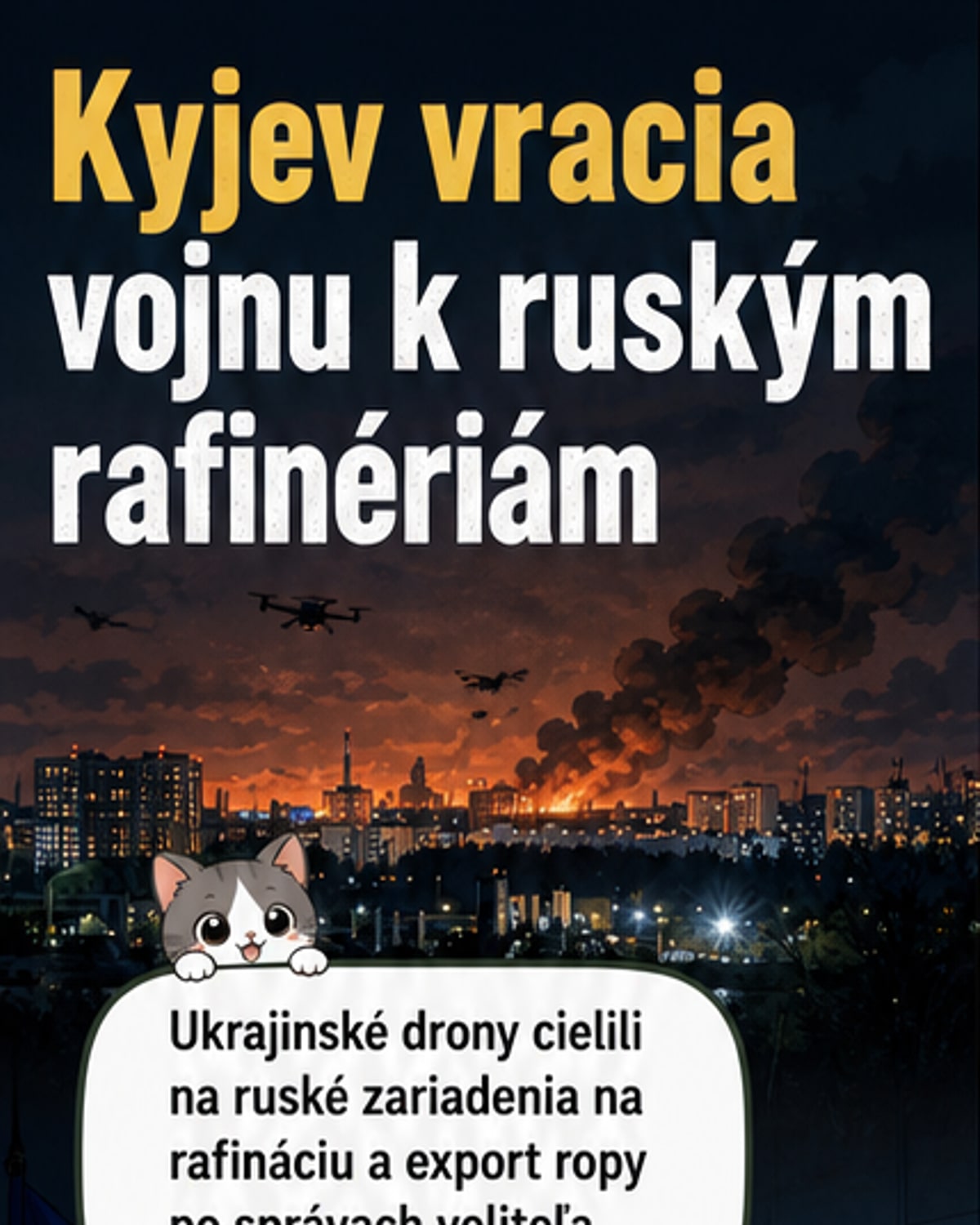 Kyjev zasiahol ruskú rafinériu